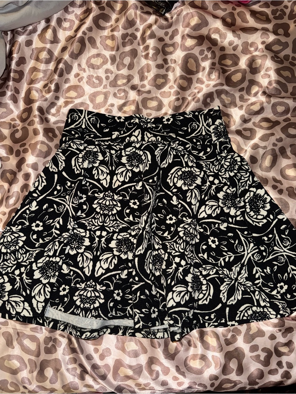 Charlotte Russe Black & White Floral Skater Skirt